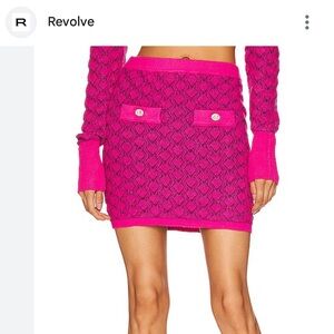New w tag: Amanda Uprichard Hot Pink Jacquard Knit Mini Skirt crystal buttons